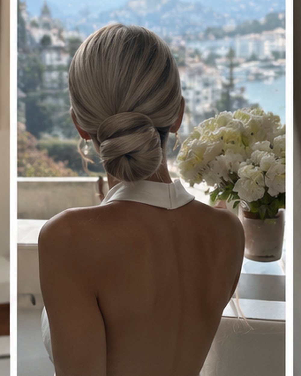 Glatter tiefer Chignon mit klarer Kontur, von hinten